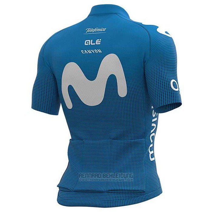 2020 Fahrradbekleidung Movistar Wei Blau Trikot Kurzarm und Tragerhose - zum Schließen ins Bild klicken